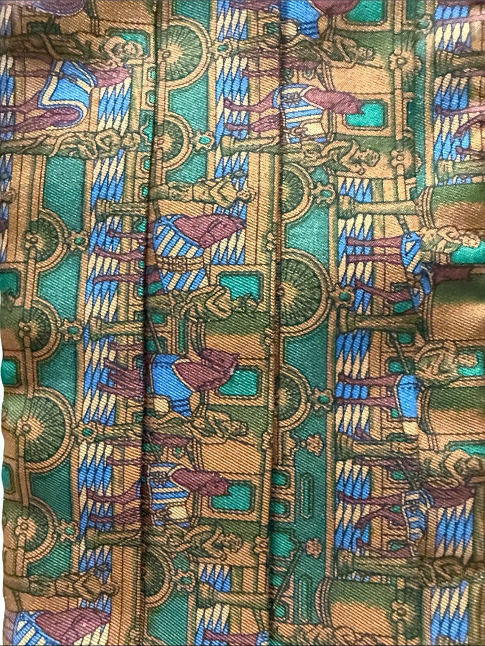 Salvatore Ferragamo Multicolor Green Brown Blue Silk Cummerbund
